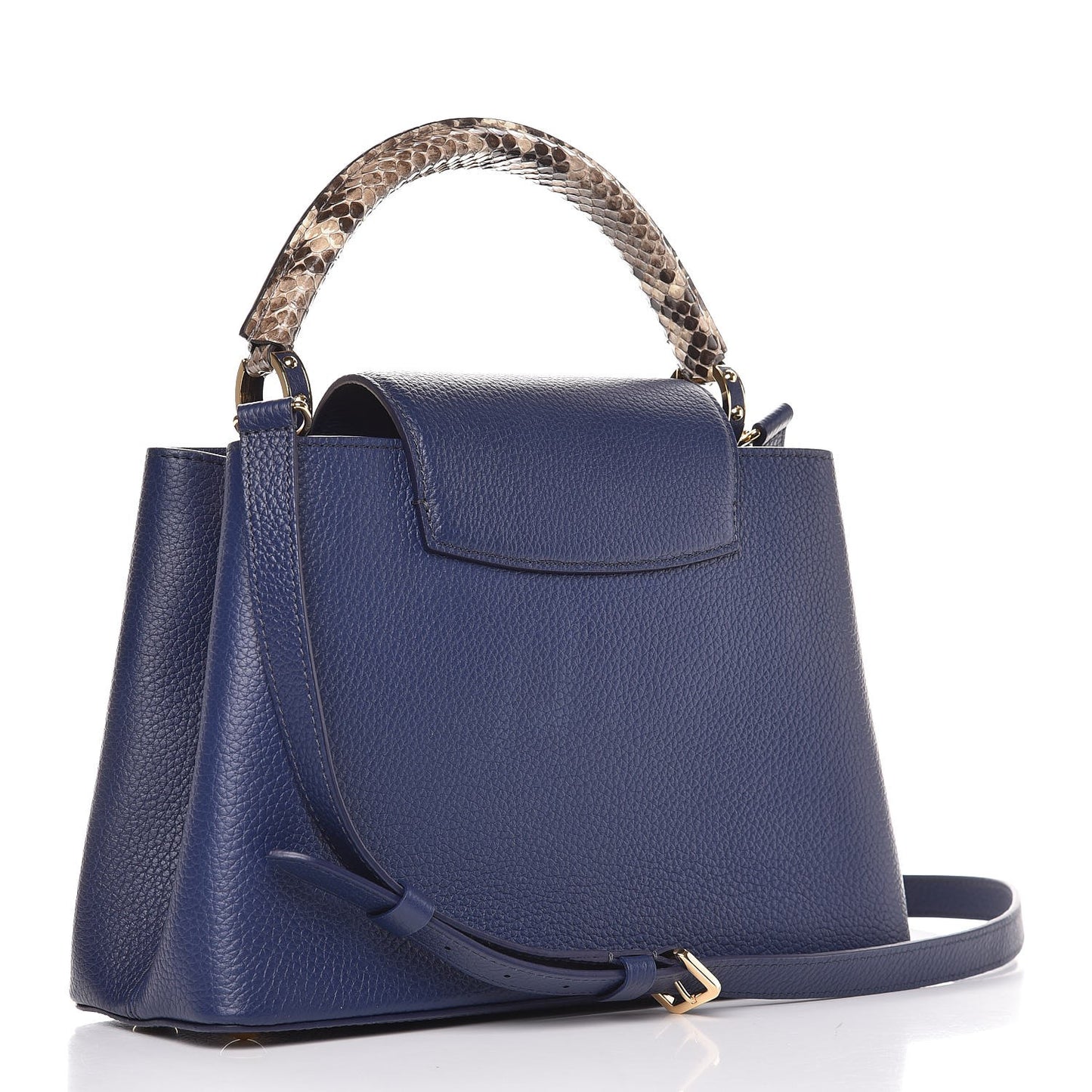 Taurillon Python Capucines PM Blue Marine