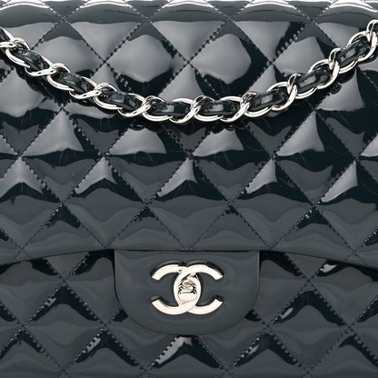 Chanel Patent Quilted Jumbo Double Flap Navy 8 of 12
