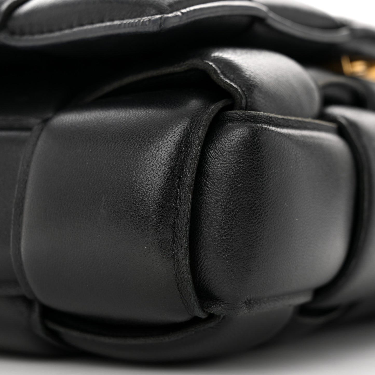 Nappa Maxi Intreccio Padded Cassette Crossbody Bag Black