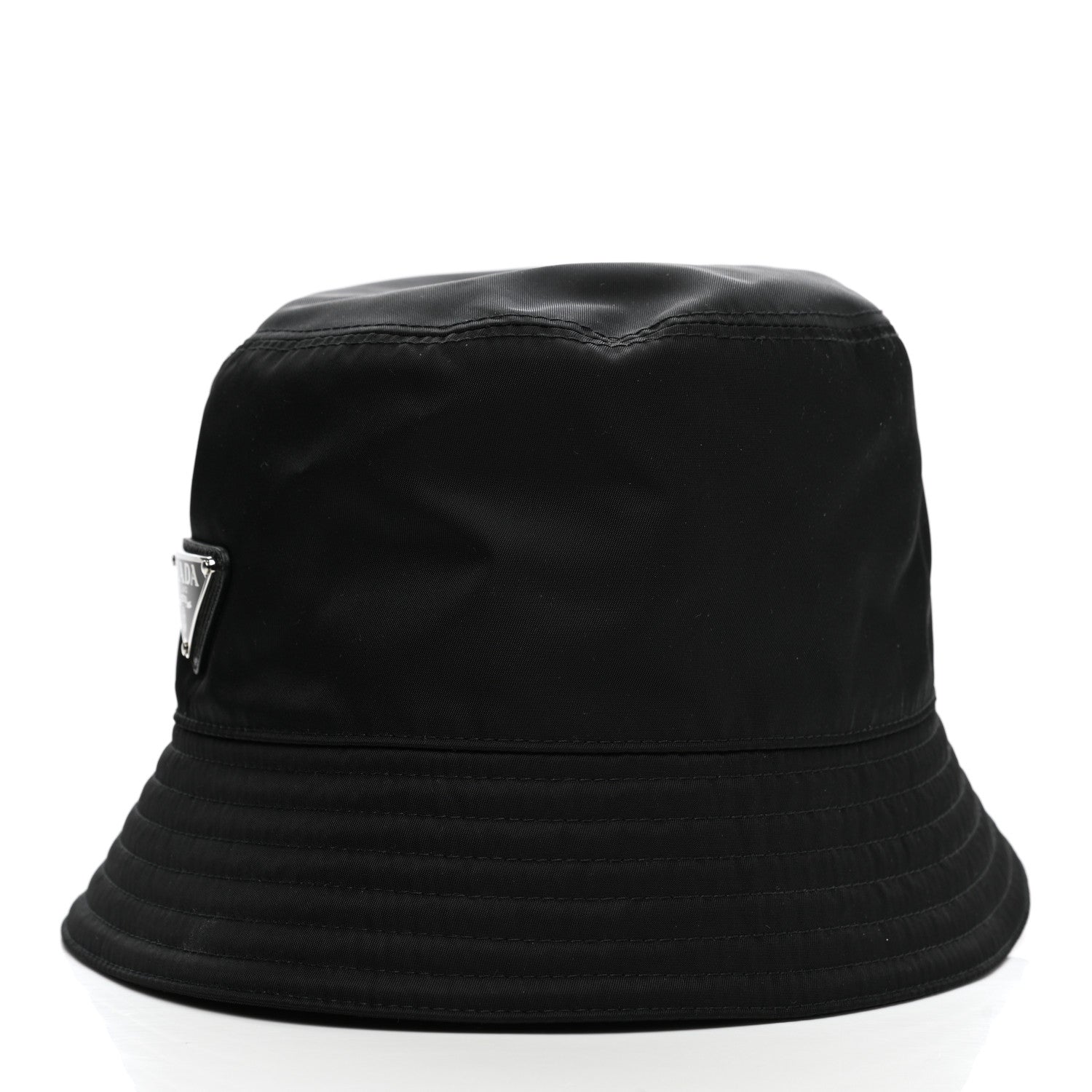 Prada Re-Nylon Metal Triangle Logo Womens Bucket Hat M Black 3 of 8