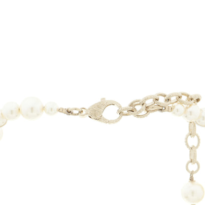 Chanel Pearl Crystal CC Camellia Short Necklace Gold 5 of 6