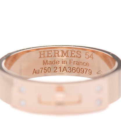 Hermes 18K Rose Gold Diamond PM Kelly Ring 54 6.75 3 of 4