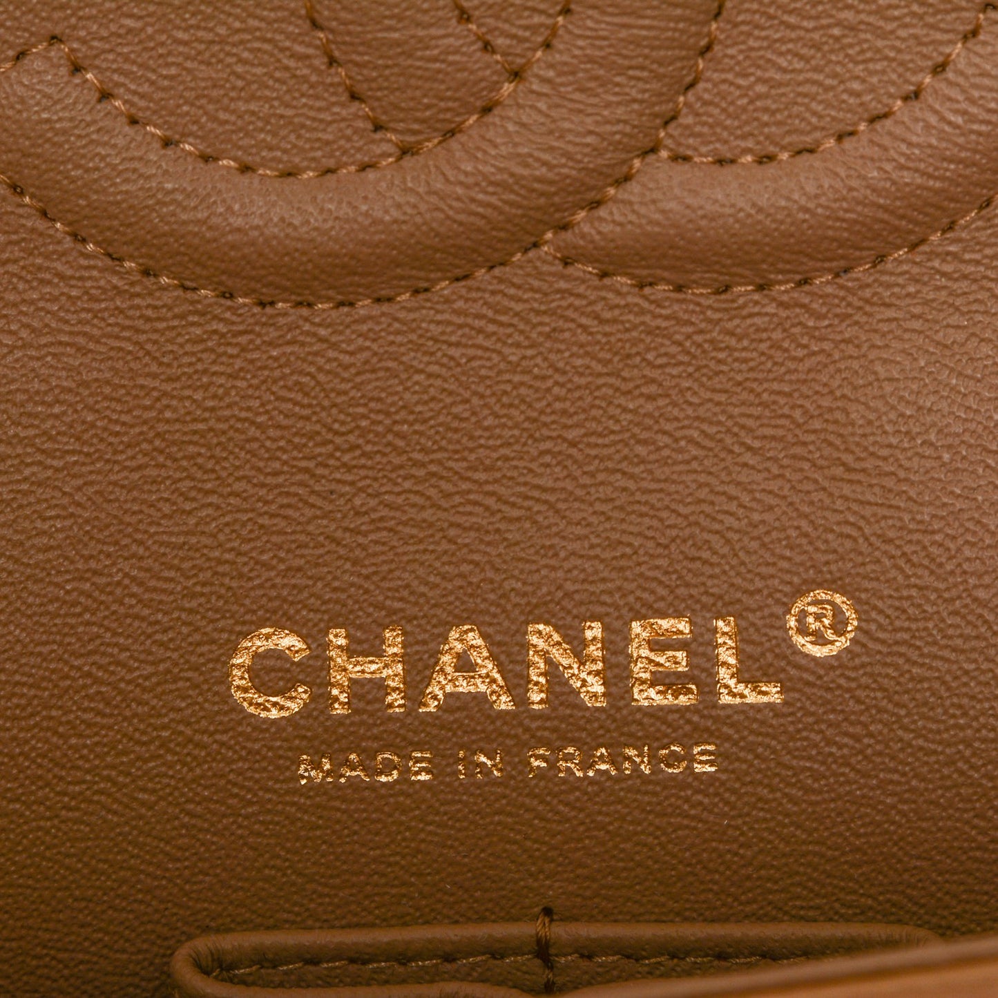 Lambskin Quilted Medium Double Flap Beige