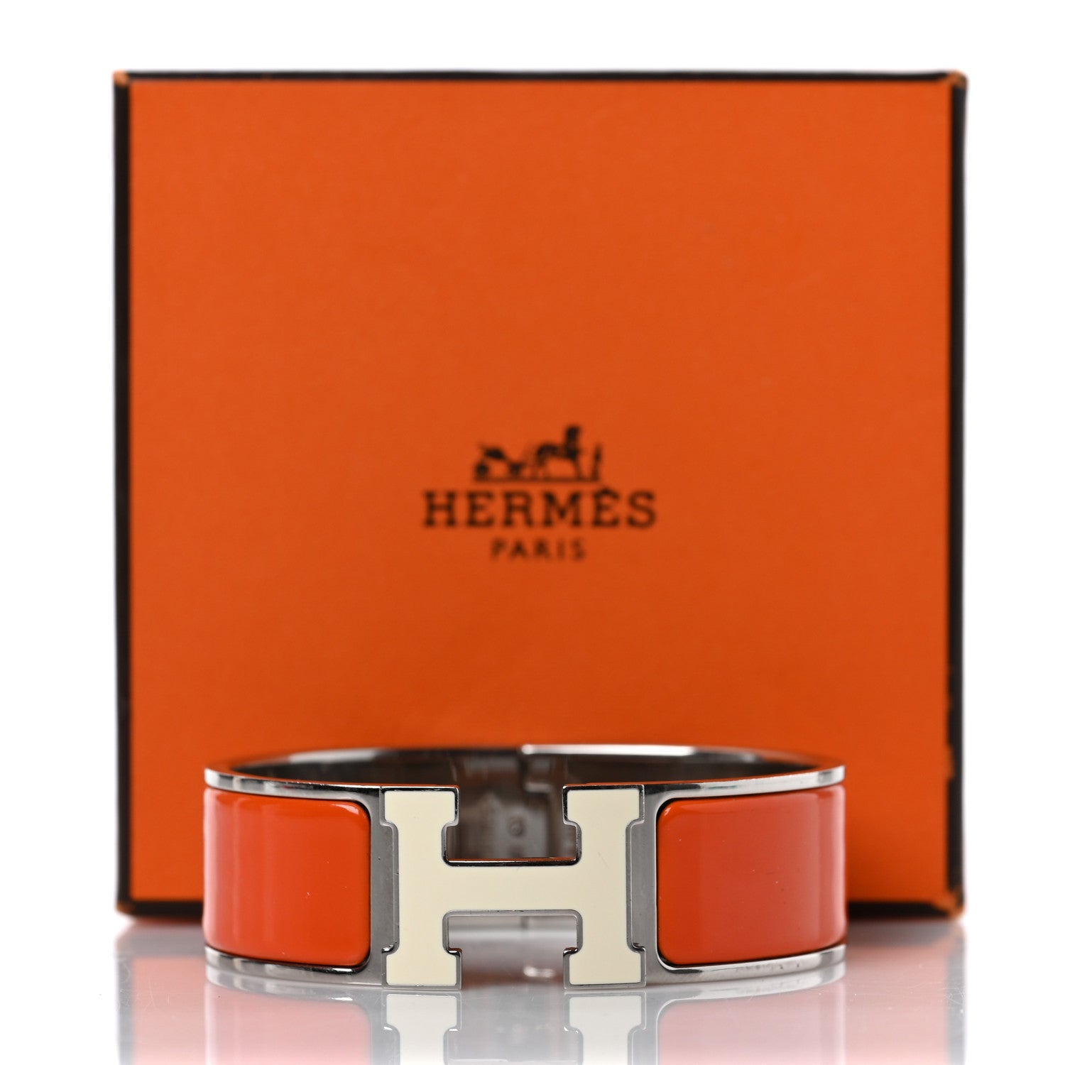 Hermes Enamel Wide Clic Clac H Bracelet GM Orange White 5 of 5