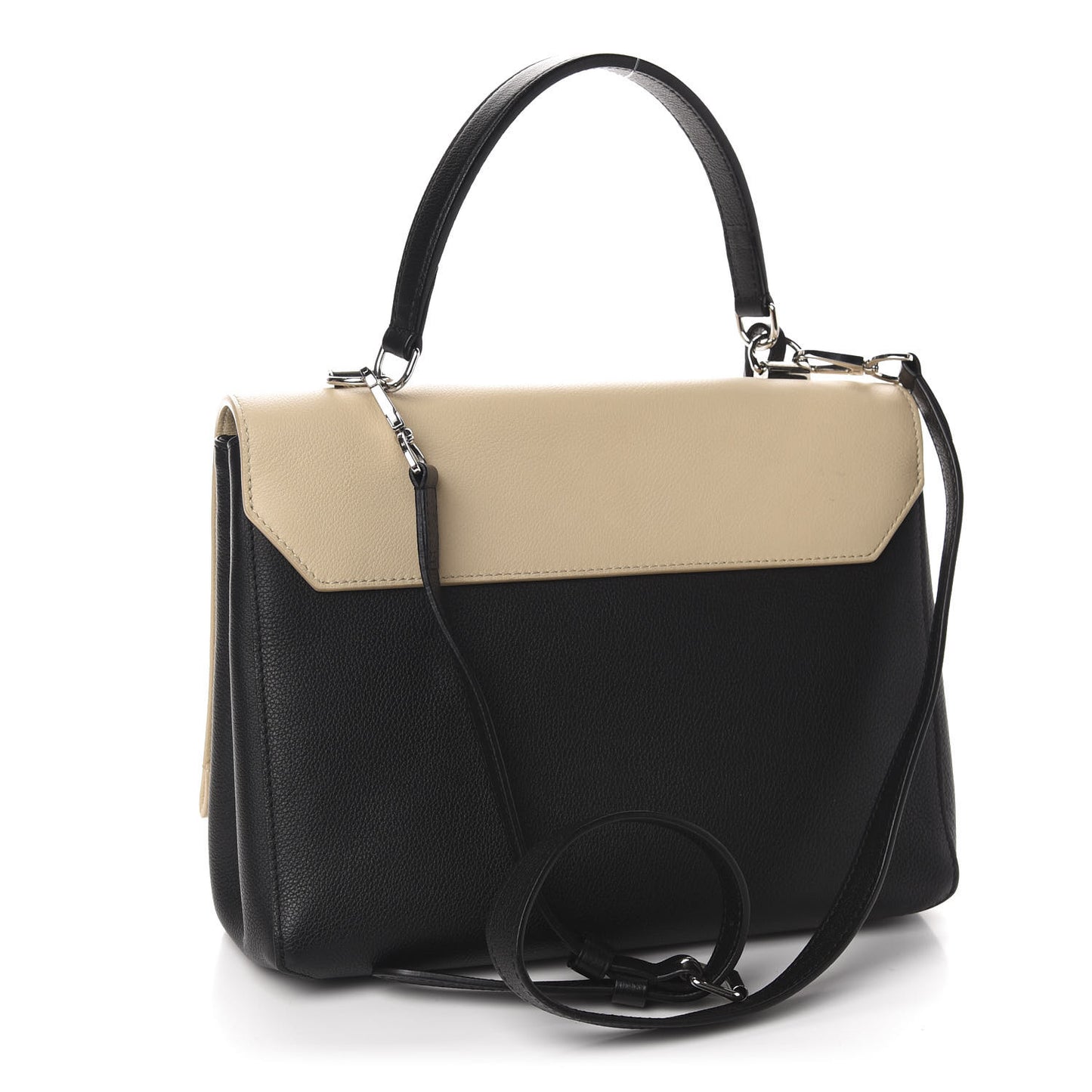 Soft Calfskin Lockme II Top Handle Vanille Black