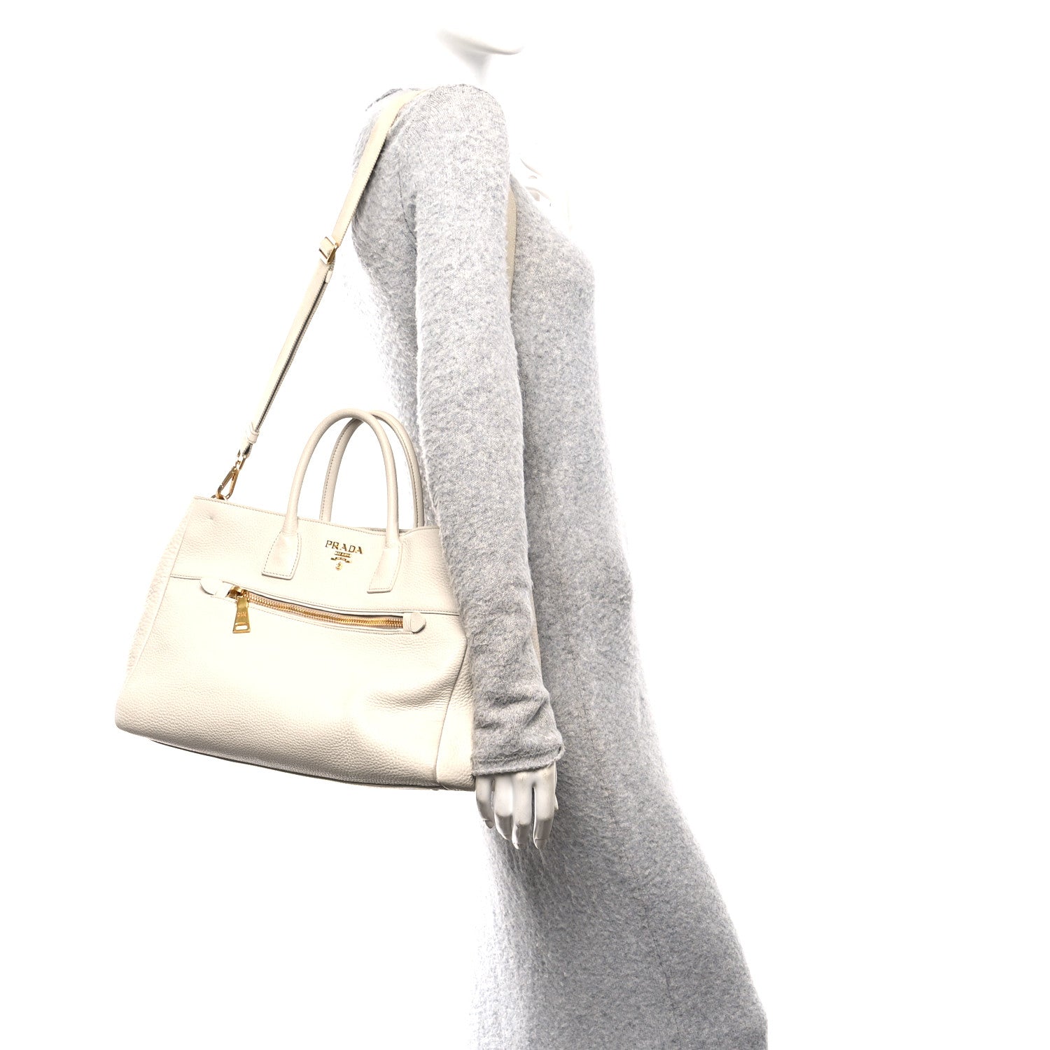 Prada Vitello Daino Top Handle Tote Talco 2 of 11