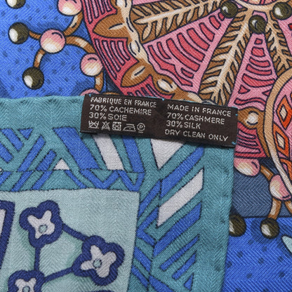 Hermes Cashmere Silk Zenobie Reine De Palmyre Shawl 140 Turquoise Rose Gris Bleuete 2 of 4