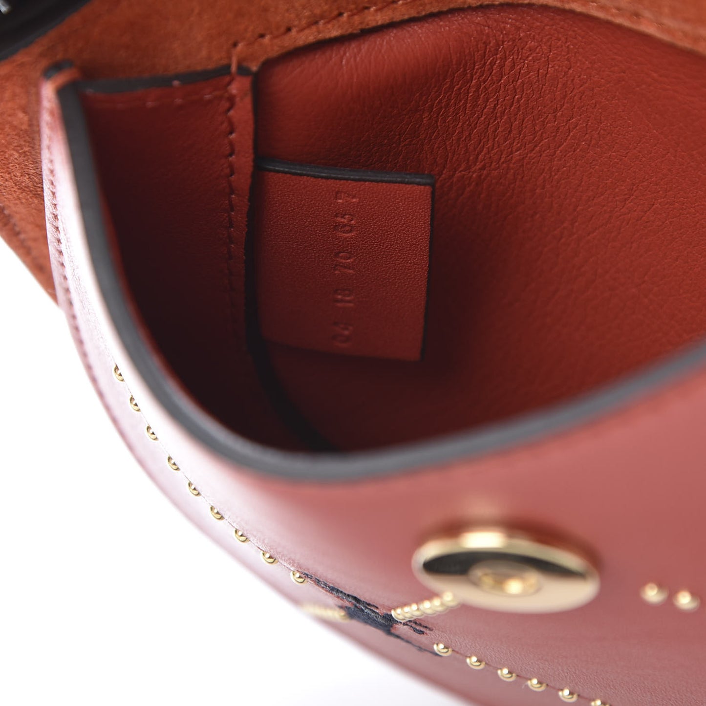 Calfskin Little Horses Embroidered Baroque Small Tess Bag Earthy Red