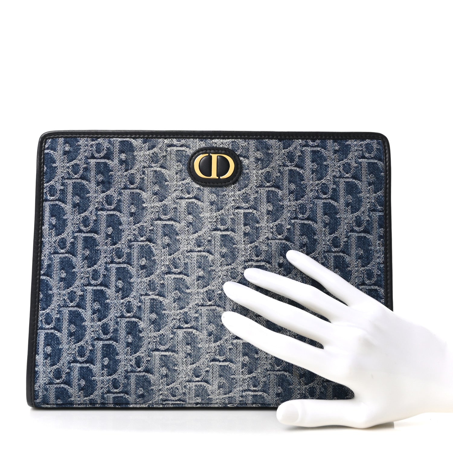 Christian Dior Denim Jacquard Oblique 30 Montaigne Dea Pouch  Blue 2 of 10