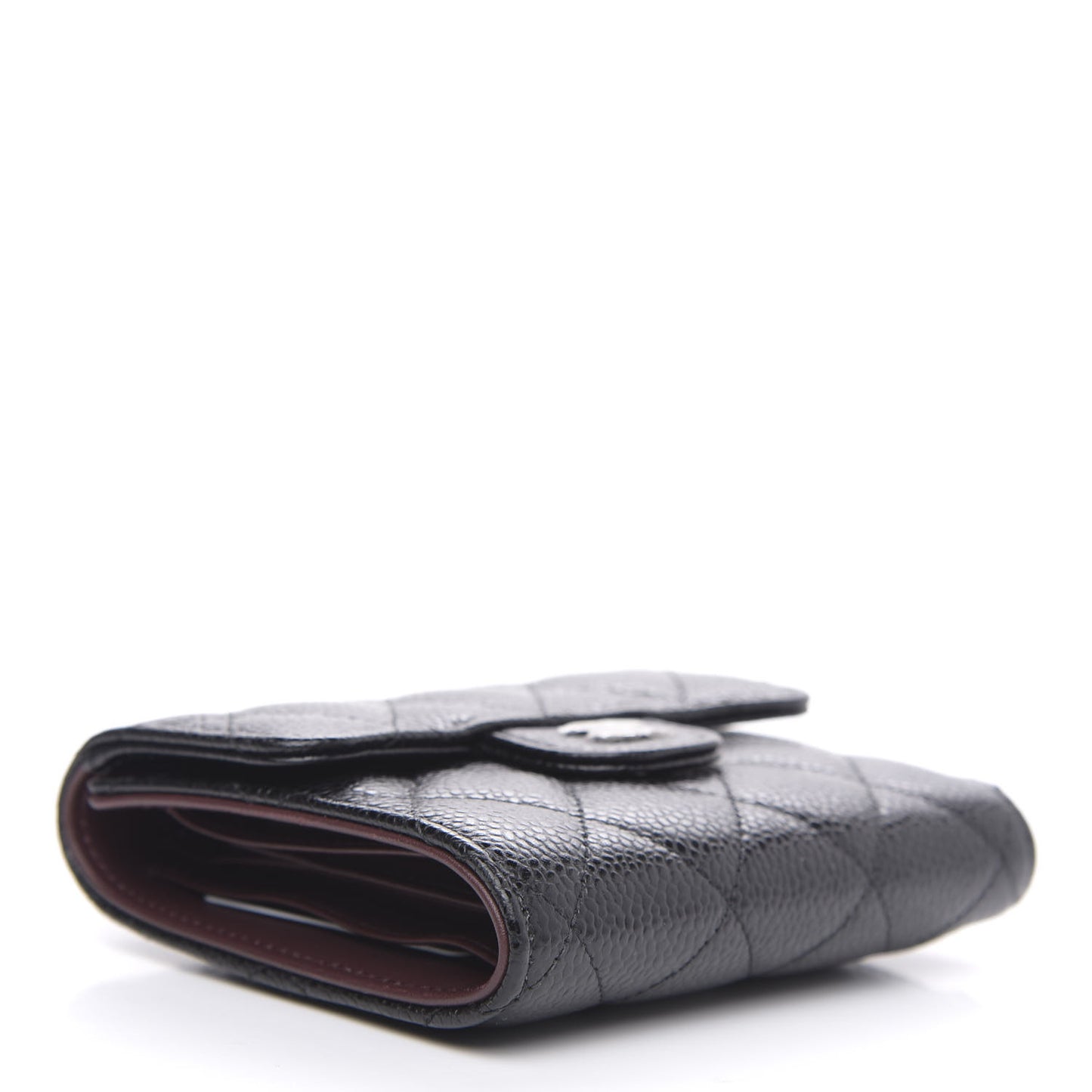 Caviar Quilted Compact Flap Wallet Black