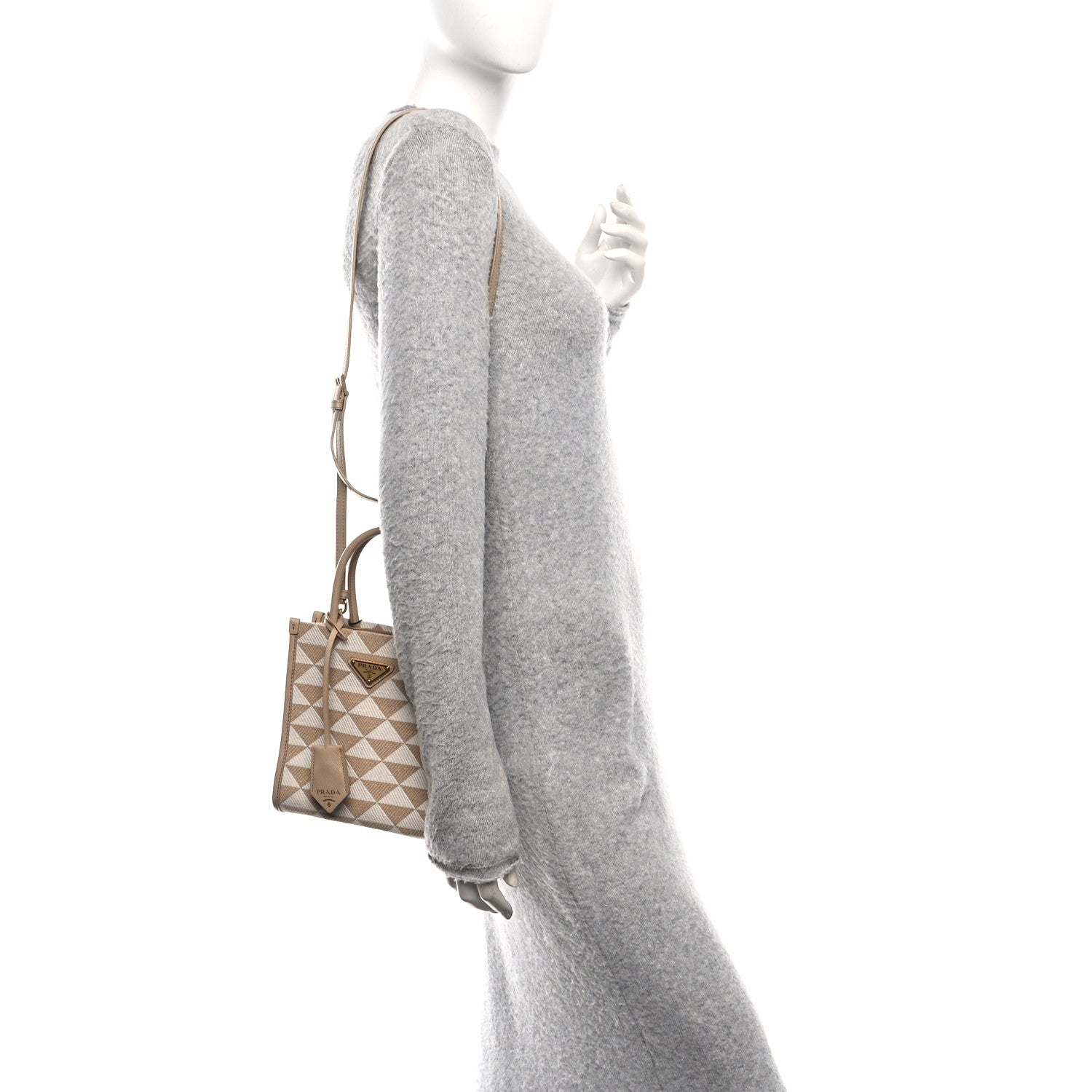 Prada Jacquard Saffiano Triangolo Symbole Embroidered Micro Tote Corda Talco 2 of 11