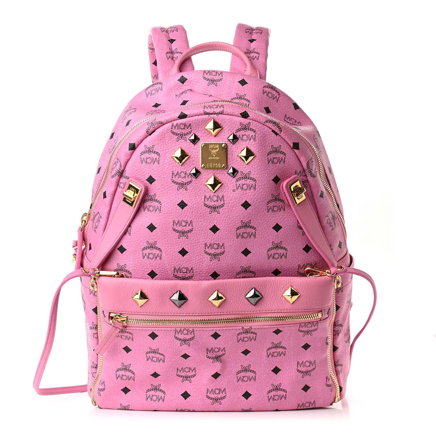 MCM Visetos Studded Medium Dual Stark Backpack Pink 1 of 12
