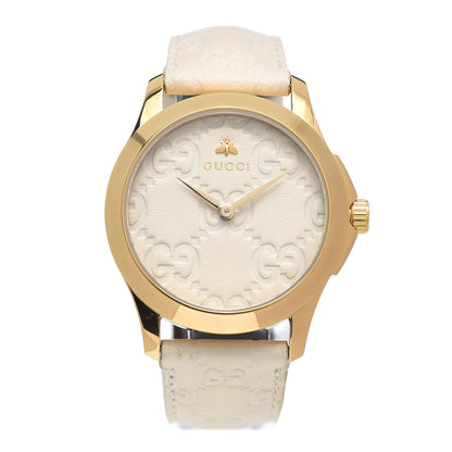 Gucci Stainless Steel Calfskin 38mm G-Timeless Quartz Watch White 1 of 5