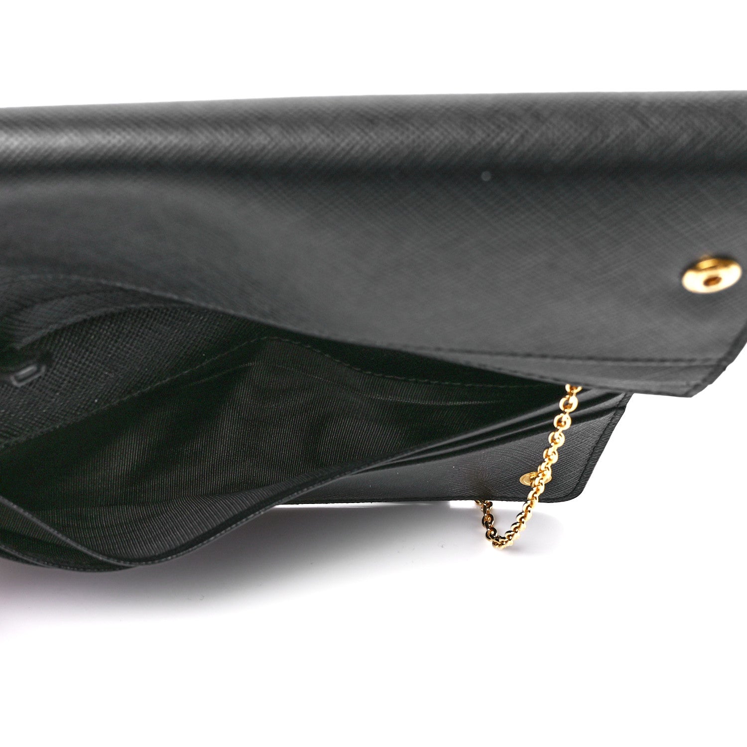 Prada Saffiano Metal Continental Flap Wallet Black 8 of 14
