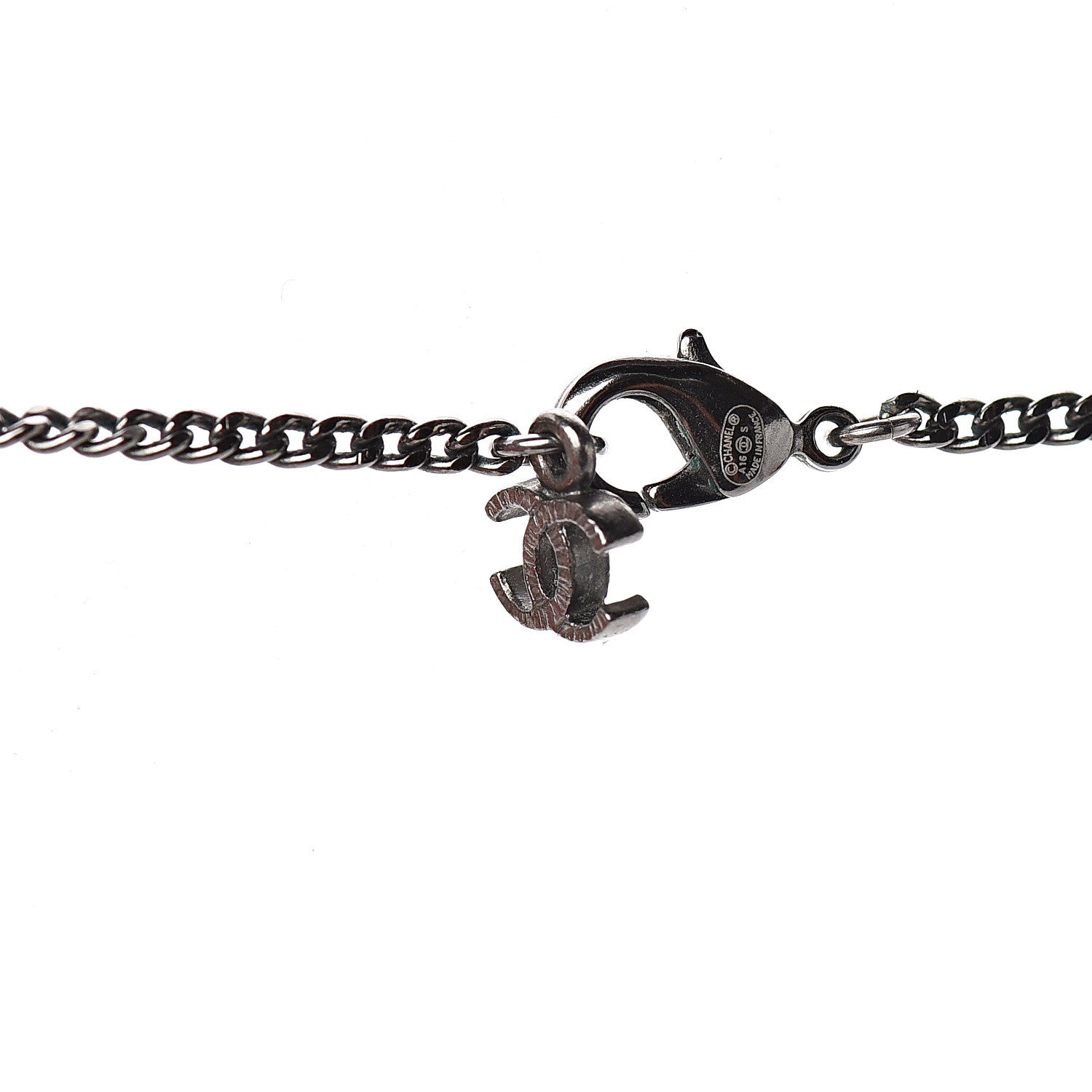 Chanel Crystal CC Medallion Necklace Ruthenium Black 5 of 6
