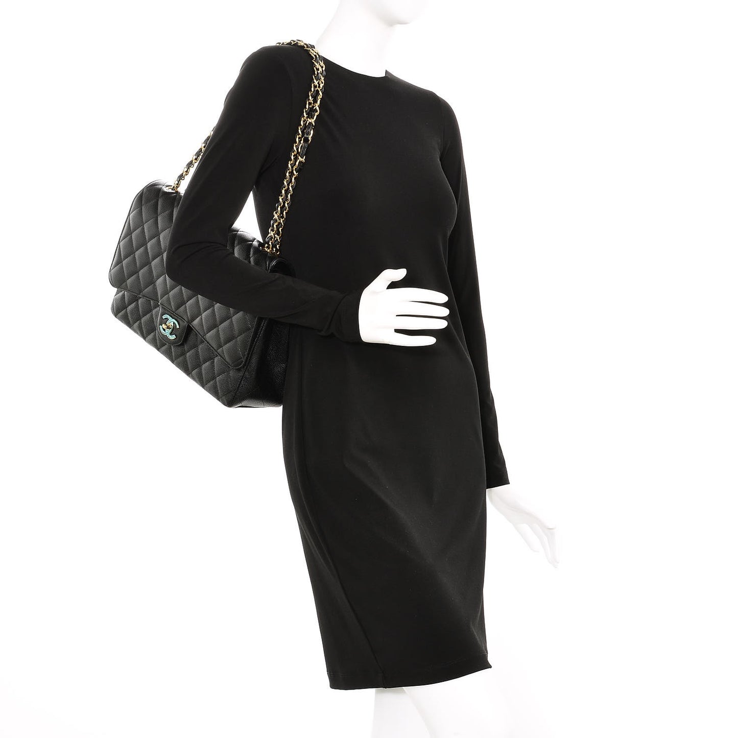 Caviar Quilted Maxi Double Flap Black