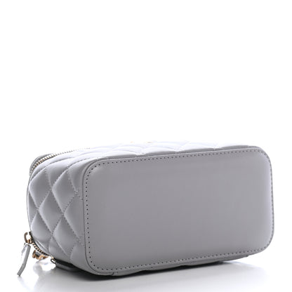 Chanel Lambskin Quilted Small Pearl Crush Vanity Case With Chain Grey 4 of 9