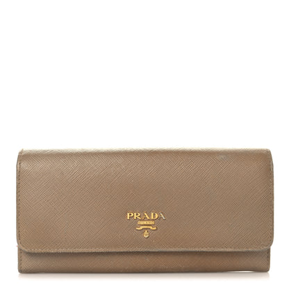 Prada Saffiano Bi-Color Metal Continental Flap Travel Wallet Cammeo Orchidea 1 of 11