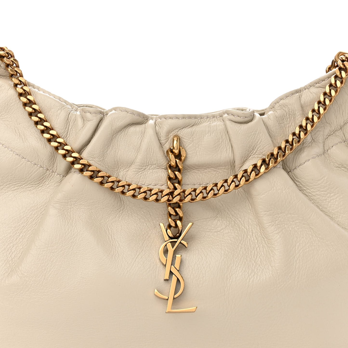 Calfskin Pac Pac Ruched Hobo Winter White