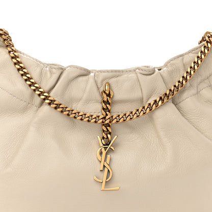 Saint Laurent Calfskin Pac Pac Ruched Hobo Winter White 8 of 10