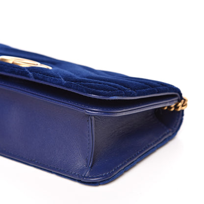 Gucci Velvet Matelasse GG Marmont Mini Bag Cobalt Blue 8 of 11