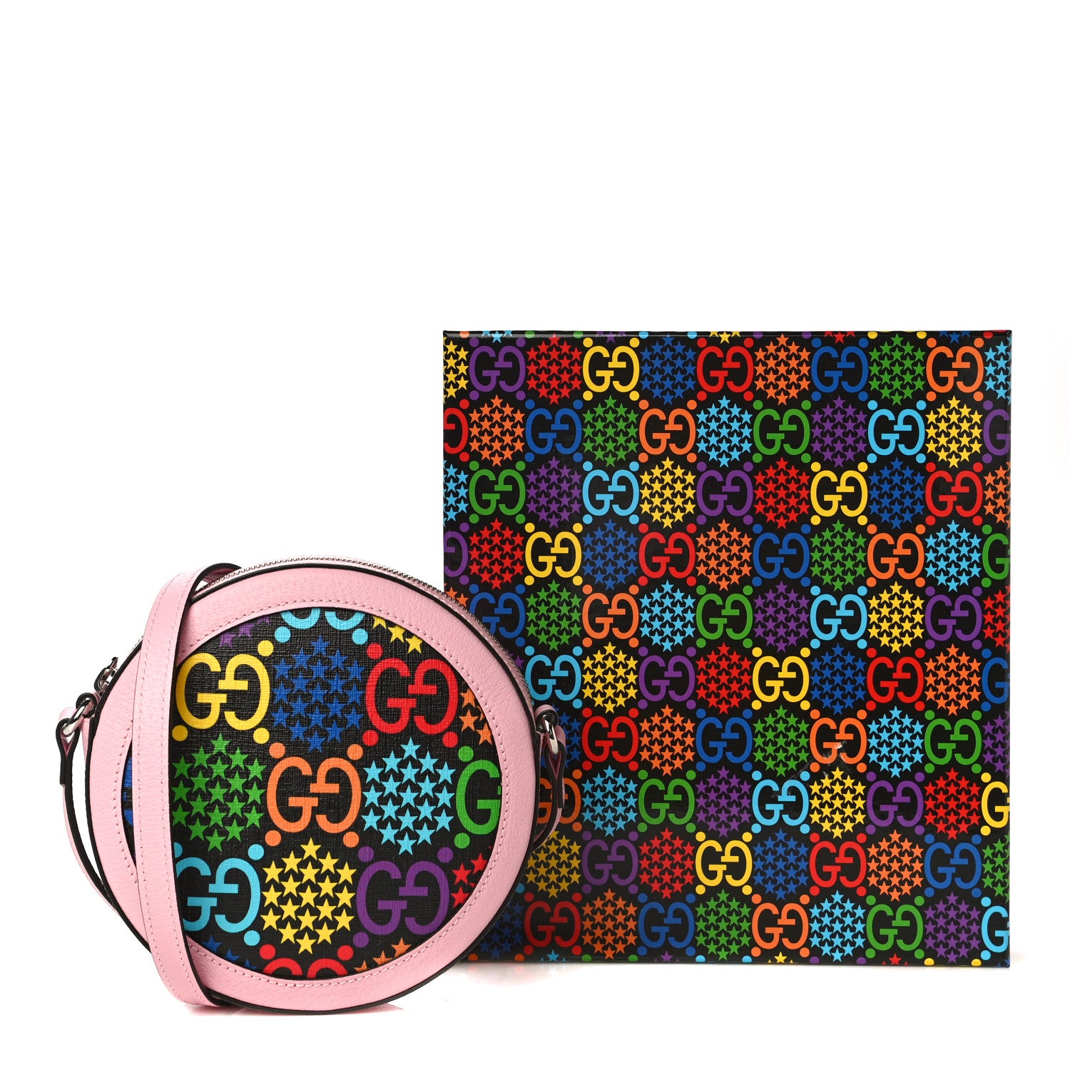 Gucci GG Supreme Monogram Psychedelic Round Shoulder Bag Black Multicolor Sugar Pink 12 of 12