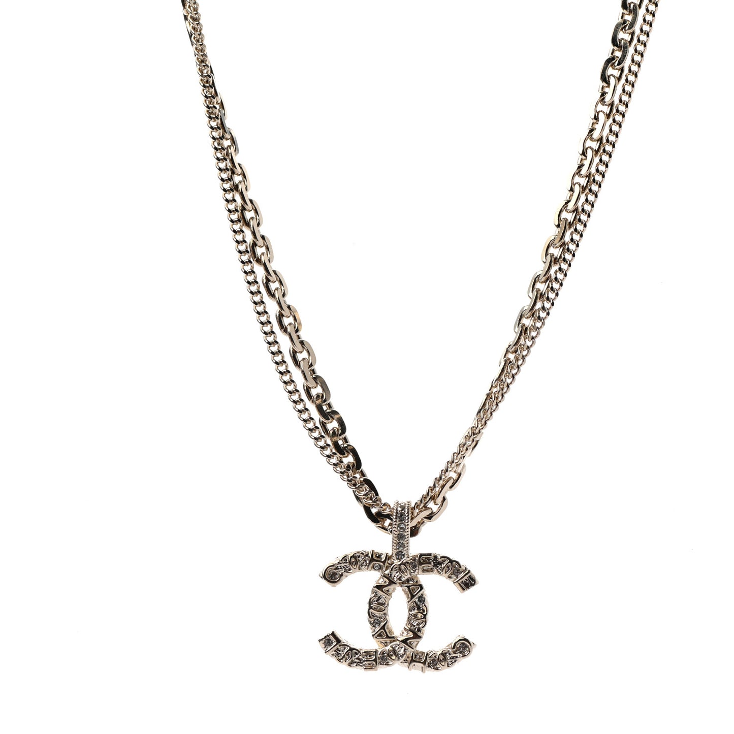 Crystal CC Multi Strand Chain Necklace Gold
