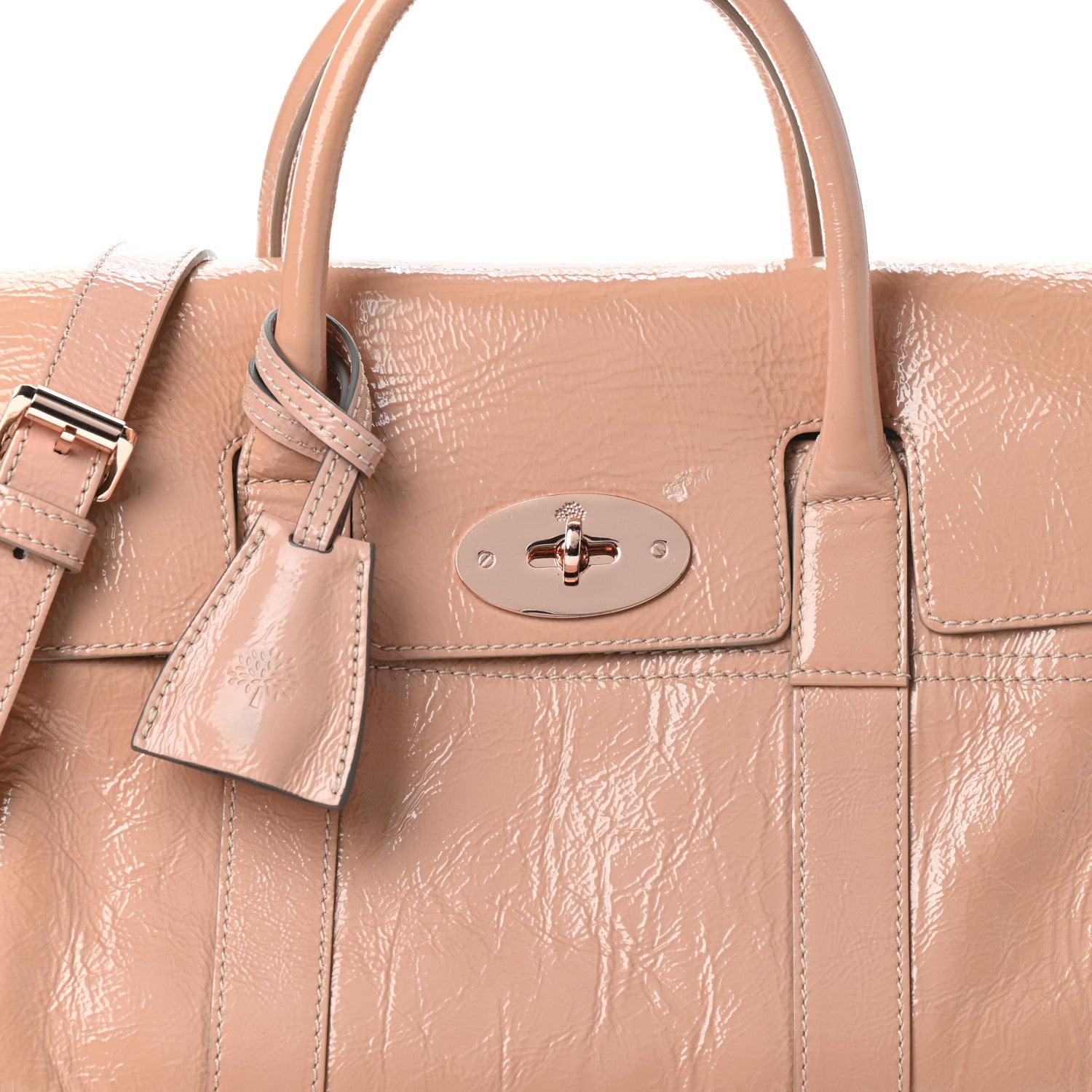 Mulberry Wrinkled Patent Small Bayswater Plaster Pink 9 of 11