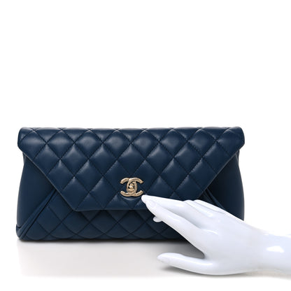 Chanel Lambskin Quilted Fold Up Again Clutch Dark Blue 2 of 7