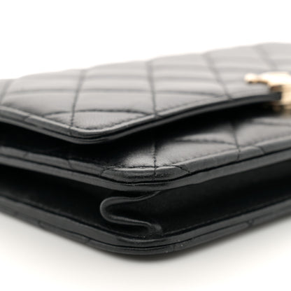 Chanel Lambskin Quilted Top Handle Wallet On Chain WOC Black 9 of 12