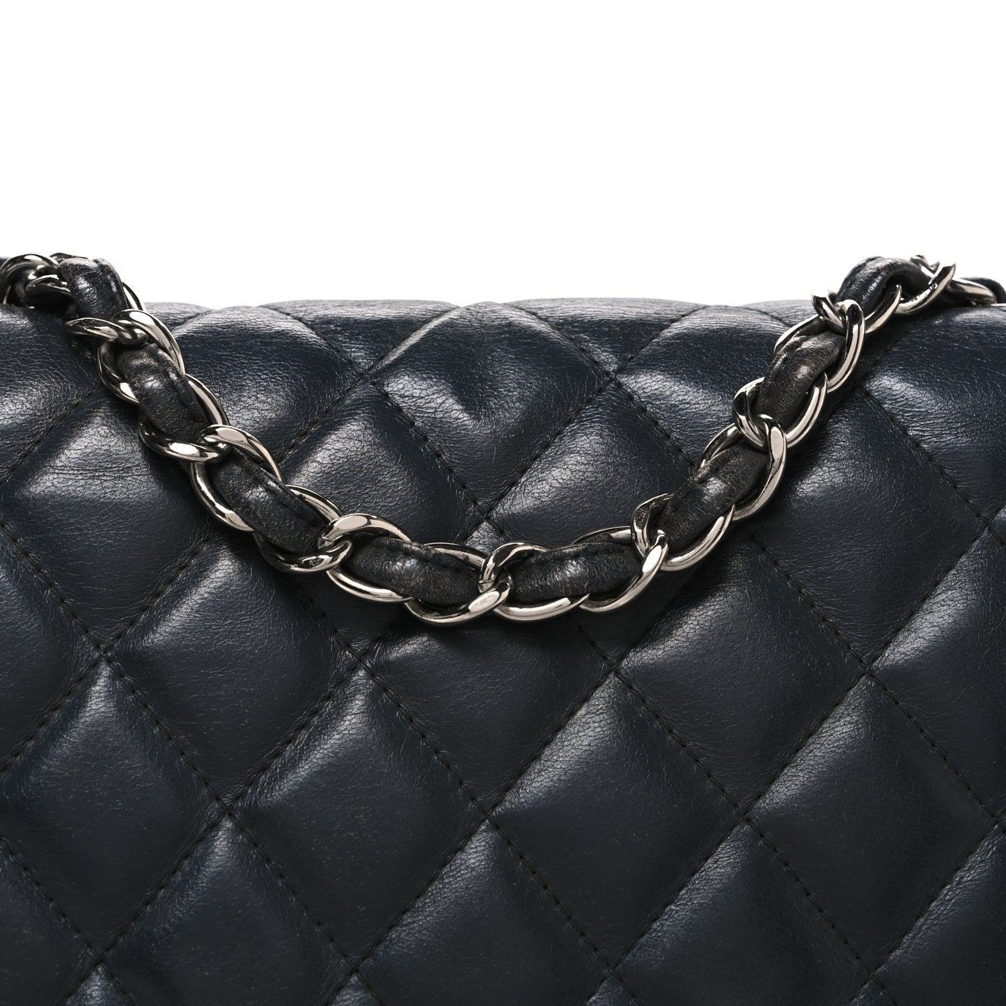 Lambskin Quilted Jumbo Single Flap Grey