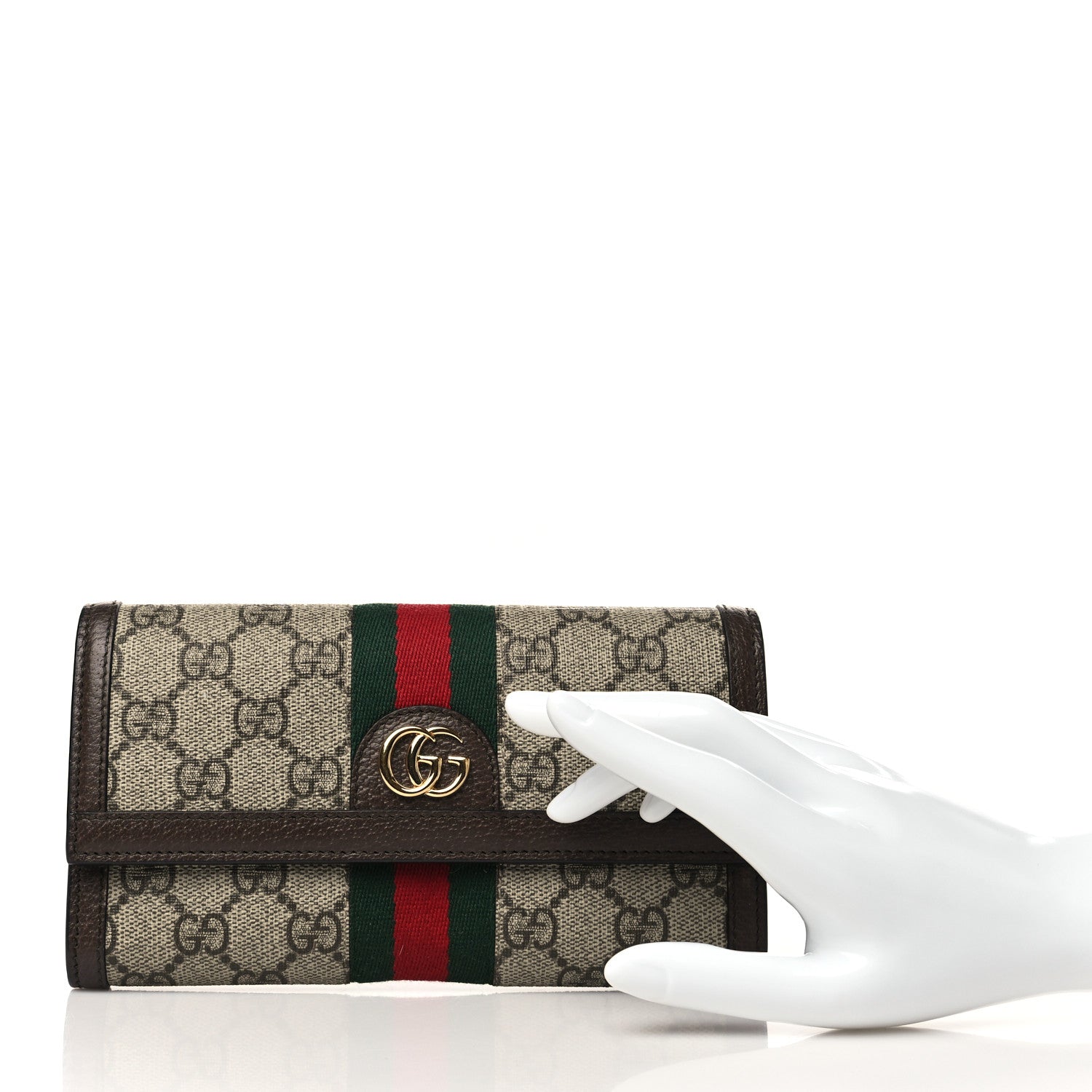 Gucci GG Supreme Monogram Web Ophidia Continental Wallet Brown 2 of 6