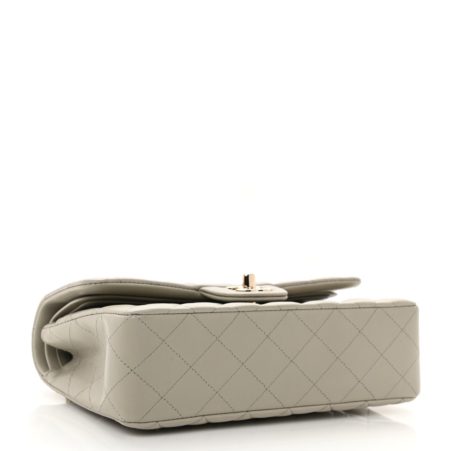 Lambskin Quilted Small Double Flap Grey