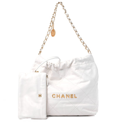 Chanel Shiny Calfskin Quilted Small Chanel 22 White 1 of 12