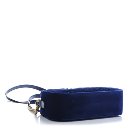 Gucci Velvet Matelasse Small GG Marmont Chain Shoulder Bag Cobalt 4 of 11