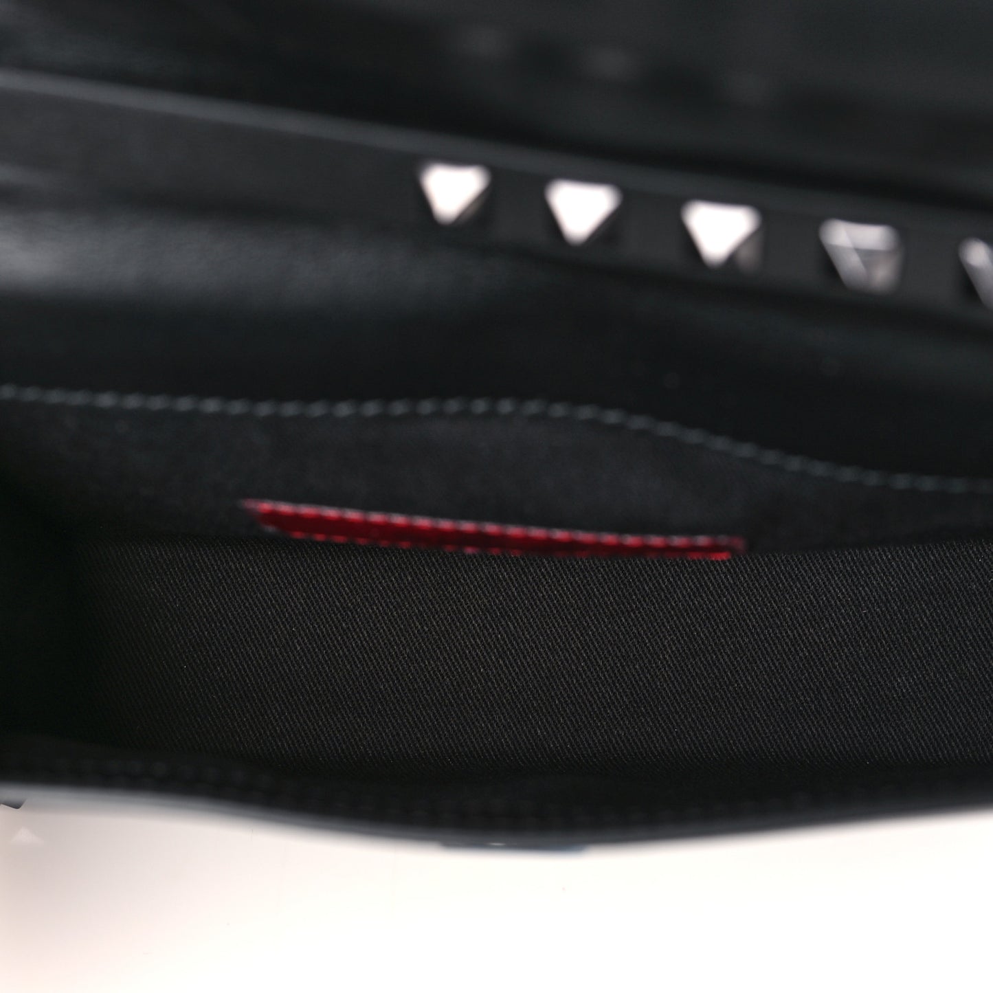 Vitello Monochrome Mini Rockstud Flap Wallet on Strap Black