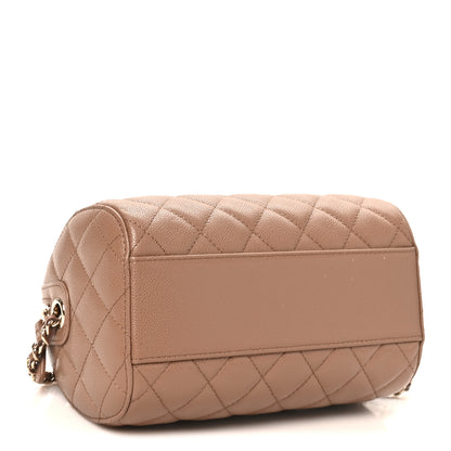 Chanel Caviar Quilted Barrel Clutch With Chain Brown 4 of 10