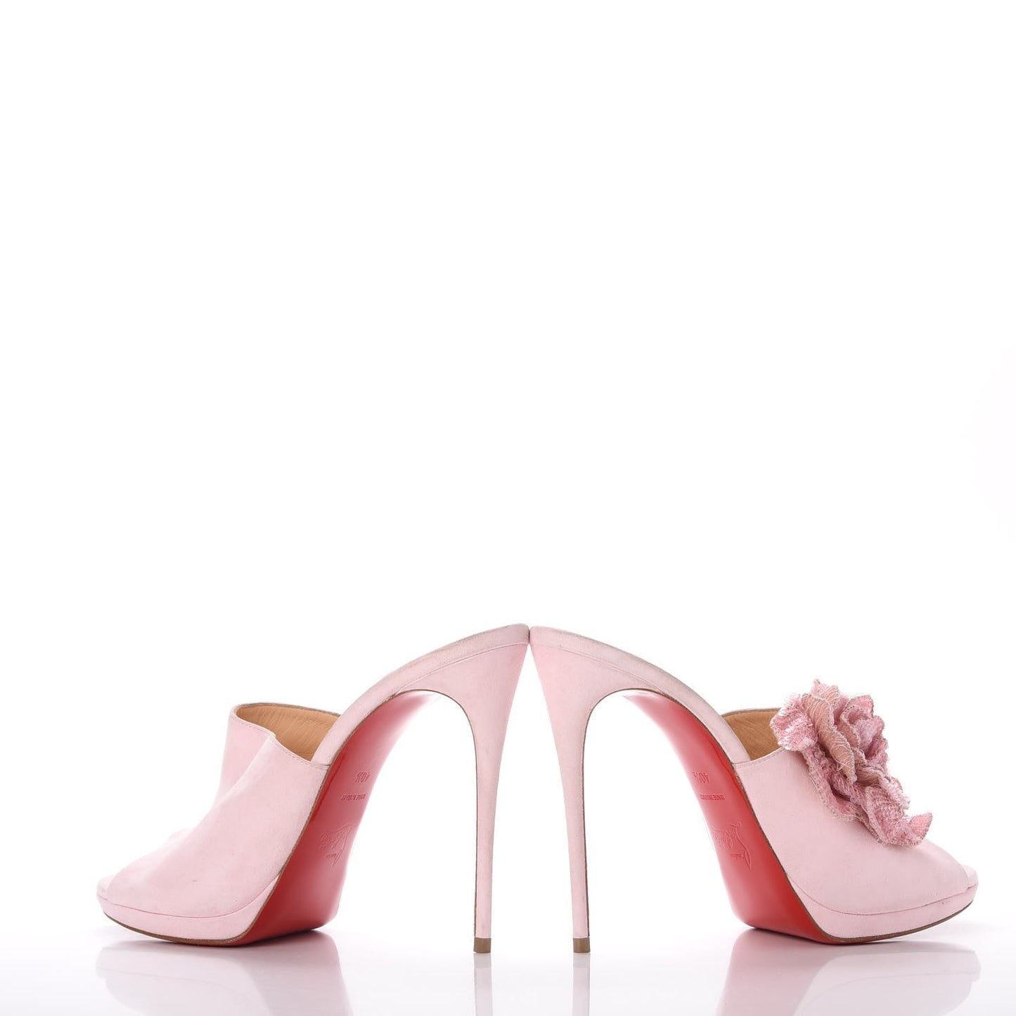 Suede Submuline 120 Fleur Paillette Slide Sandals 40.5 Pompadour