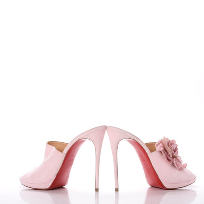 Christian Louboutin Suede Submuline 120 Fleur Paillette Slide Sandals 40.5 Pompadour 5 of 12