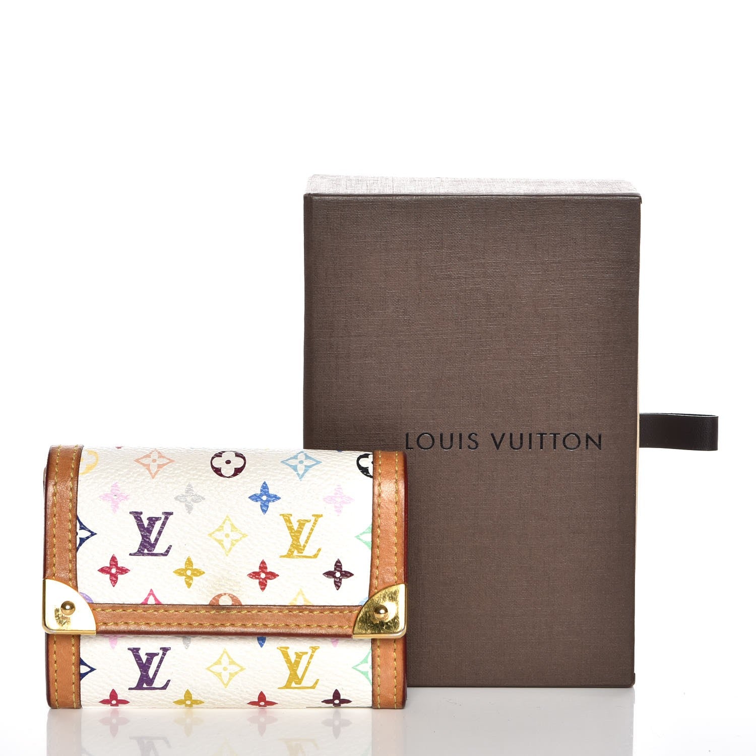 Louis Vuitton Monogram Multicolor Porte-Monnaie Plat Coin Purse White 9 of 9