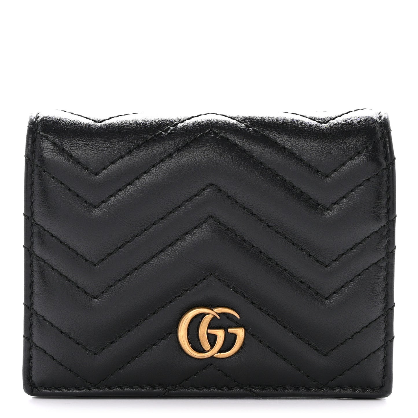 Calfskin Matelasse GG Marmont Card Case Wallet Black