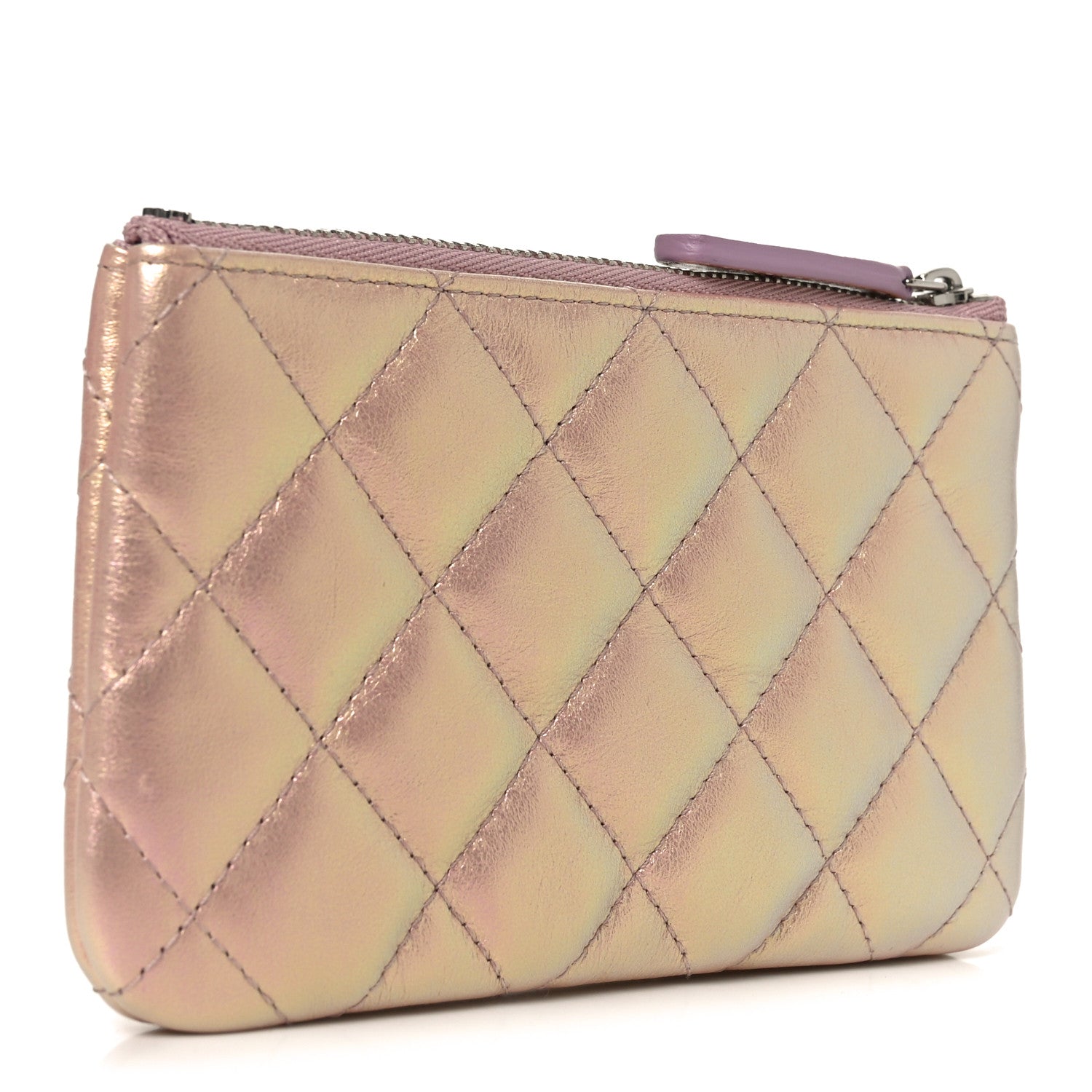 Chanel Iridescent Calfskin Quilted Small Cosmetic Case Pink 3 of 8
