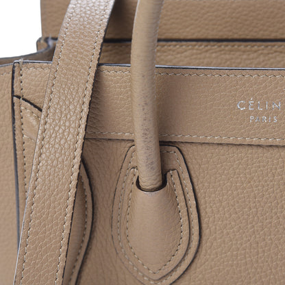 Celine Drummed Calfskin Nano Luggage Dune 10 of 15