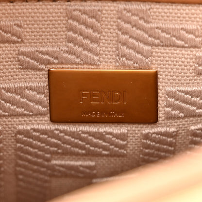 Fendi Vitello Seta Canvas FF Embroidered Mini Peekaboo Iconic Satchel Miele Scuro Poudre 6 of 10