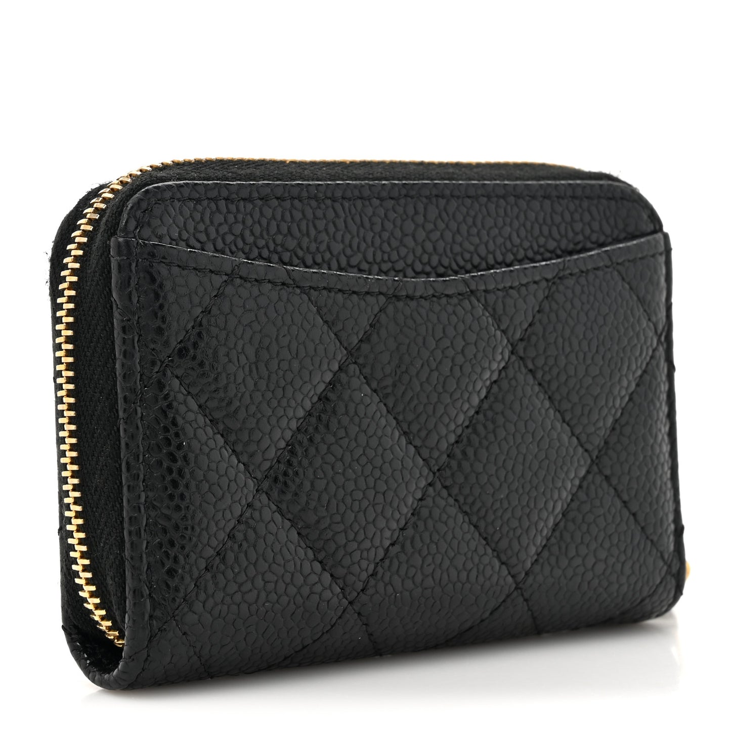 Caviar Quilted Classic Zipped Coin Purse Black