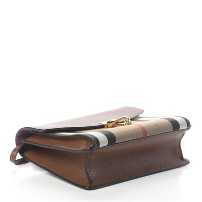 Burberry Derby Calfskin House Check Small Macken Crossbody Bag Tan 4 of 10