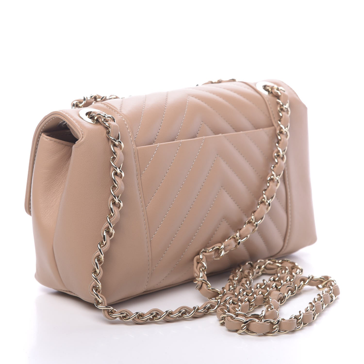 Chanel Calfskin Quilted Small Daily Chevron Flap Beige 3 of 10