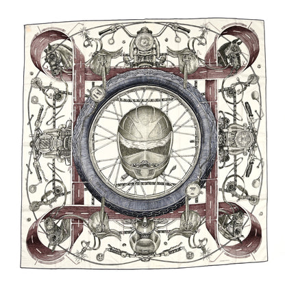 Hermes Wool Silk Route 24 Scarf 140 Acajou Baobab Marine 1 of 6