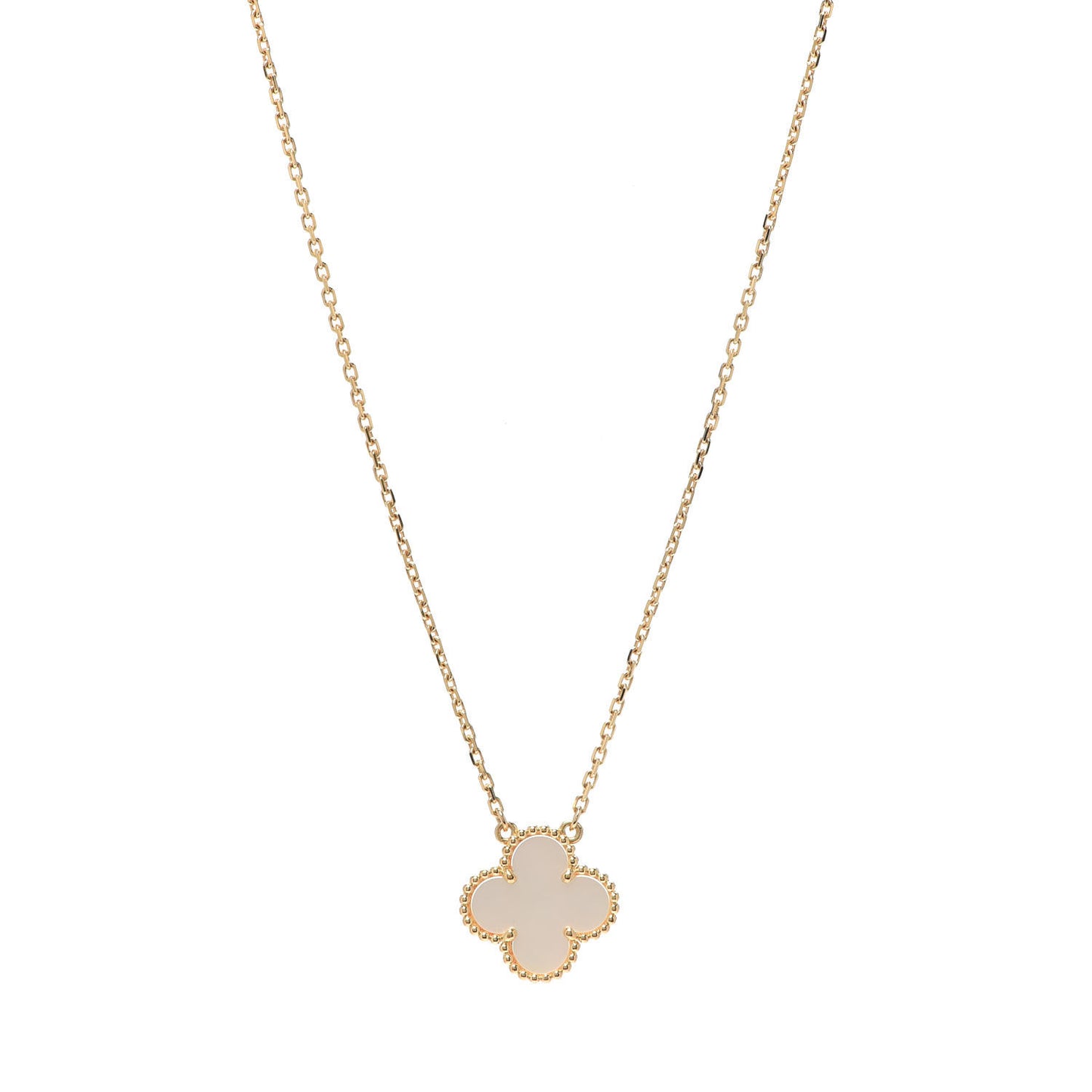 18K Yellow Gold Mother of Pearl Vintage Alhambra Pendant Necklace