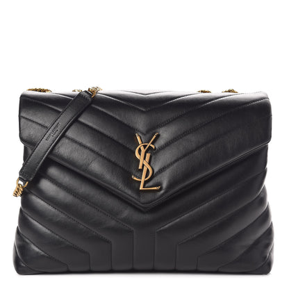 Saint Laurent Calfskin Y Quilted Monogram Medium Loulou Chain Satchel Black 1 of 12